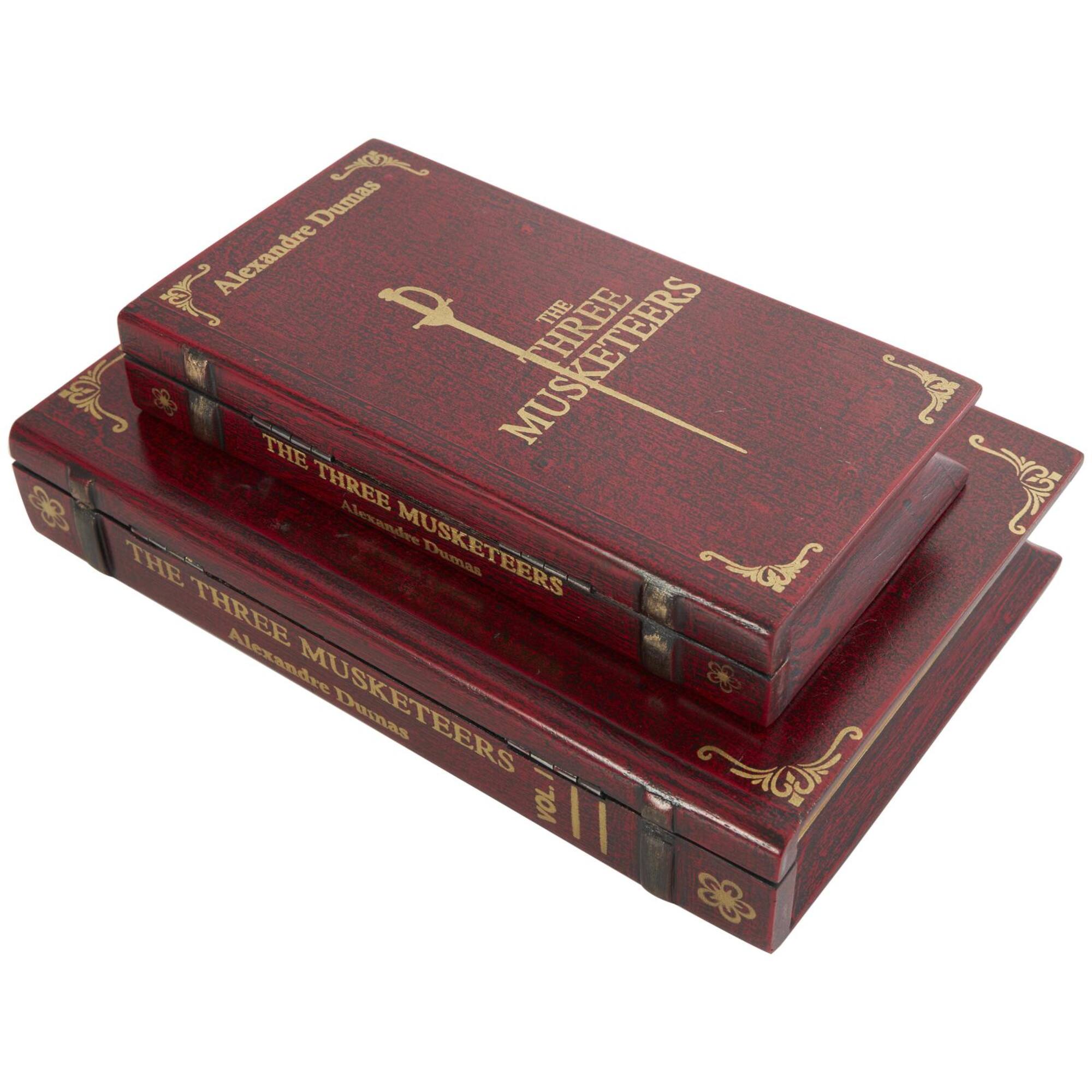 Red The Three Musketeers Storage Faux Book Box Set